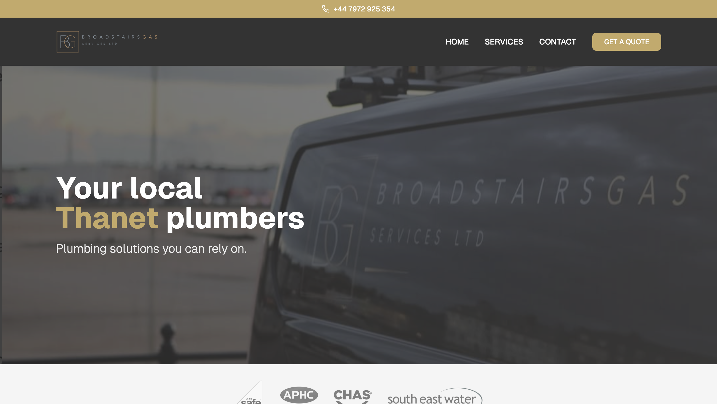 Broadstairs Gas website for desktop